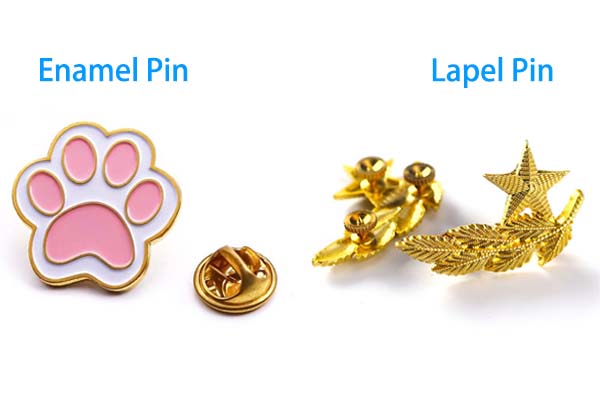 Enamel pin with paw design and gold lapel pins.