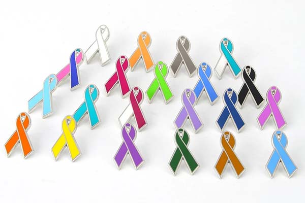 Assorted collection of colorful ribbon pins