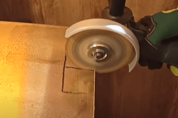 Cutting a copper sheet with an angle grinder