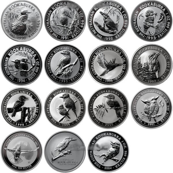 1990-2004 Kookaburra 15-Coin Set