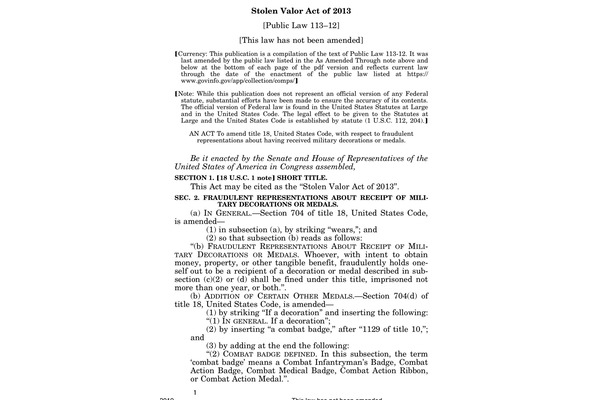 Stolen Valor Act of 2013